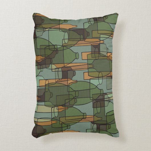 ヴィンテージボトル，ジャー，眼鏡の模様 アクセントクッション (正面(垂直))