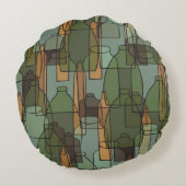 ヴィンテージボトル，ジャー，眼鏡の模様 ラウンドクッション (裏面)