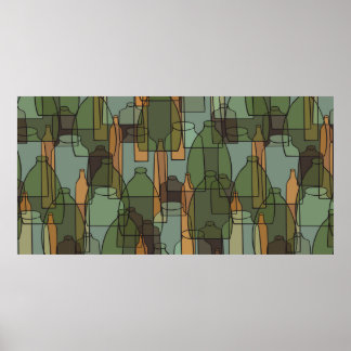 ヴィンテージボトル、瓶、眼鏡パターン ポスター