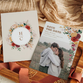 ヴィンテージボヘミアの花Photo Save the Date