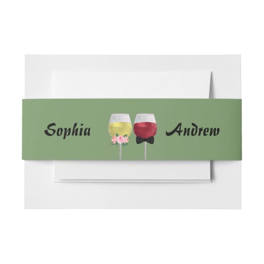 ヴィンテージボヘミアンカップル結婚ワイン 招待状ベリーバンド (正面例)