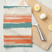 ヴィンテージボヘミアンストライプのウォーター色(2) キッチンタオル (四つ折り)