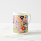 ヴィンテージボヘミアンソングバーズピンク ボーンチャイナマグカップ (正面右)