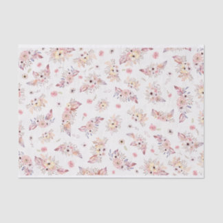 ヴィンテージボヘミアンパステルフラワーブークストトートバッグ 薄葉紙