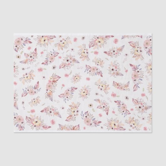 ヴィンテージボヘミアンパステルフラワーブークストトートバッグ 薄葉紙 (正面)