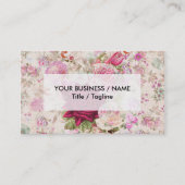 ヴィンテージボヘミアンピンクのラベンダーバラ花 名刺 (正面)