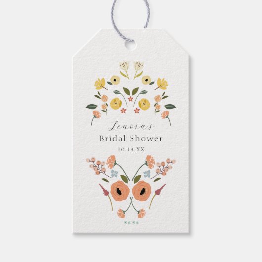 ヴィンテージボヘミアンフローラ写真ブライダルシャワー ギフトタグ (正面)
