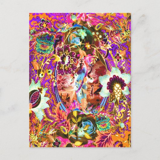 ヴィンテージボヘミアン女神ネオン ポストカード (正面)
