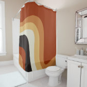 ヴィンテージボヘミアン抽象芸術70sグルーヴィー焼きオレンジ シャワーカーテン (インサイチュ)