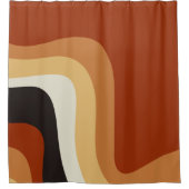 ヴィンテージボヘミアン抽象芸術70sグルーヴィー焼きオレンジ シャワーカーテン (正面)
