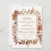 ヴィンテージボヘミアン秋の水の色結婚の 招待状 (正面)