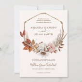 ヴィンテージボヘミアン秋ロマンスウォーター結婚カラー 招待状 (正面)