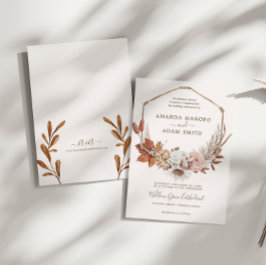 ヴィンテージボヘミアン秋ロマンスウォーター結婚カラー 招待状