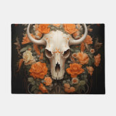 ヴィンテージボヘミアン糖スカル開花 ドアマット (正面)