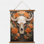 ヴィンテージボヘミアン糖スカル開花 吊り下げ型タペストリー (正面)