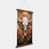 ヴィンテージボヘミアン糖スカル開花 吊り下げ型タペストリー (傾斜あり)