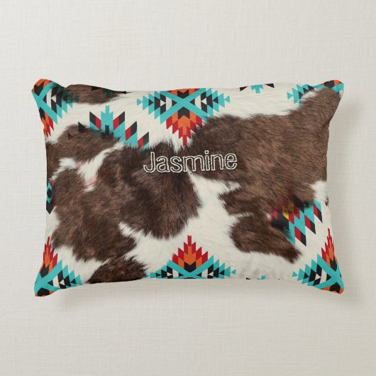 ヴィンテージボヘミアン素朴サウスウエスタンコウィド アクセントクッション (正面)