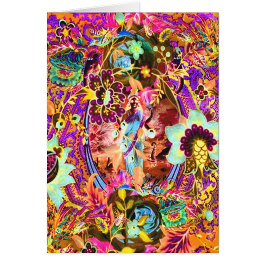 ヴィンテージボヘミア女神ネオングリーティングカード (正面)