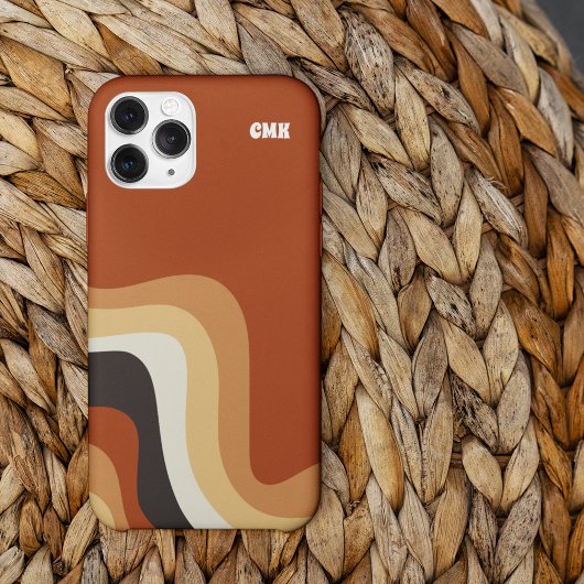 ヴィンテージボヘミア抽象芸術70sアートグルーヴィモノグラム iPhoneケース