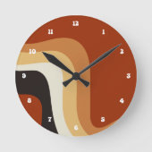 ヴィンテージボヘミア抽象芸術70sグルーヴィオレンジヒッピー ラウンド壁時計 (正面)