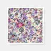ヴィンテージボヘミア素朴なピンクのラベンダーフローラ スタンダードカクテルナプキン (正面)