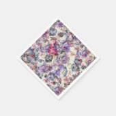 ヴィンテージボヘミア素朴なピンクのラベンダーフローラ スタンダードカクテルナプキン (角)