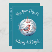 ヴィンテージボホお洒落バードブクールルースクリスマス シーズンカード (正面/裏面)