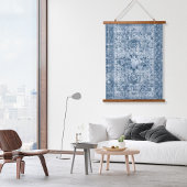 ヴィンテージボホインジゴ動揺してフローラペルシャ敷物 吊り下げ型タペストリー