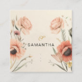 ヴィンテージボホエレガントテラコッタフローラピーチ スクエア名刺 (正面)