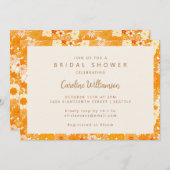 ヴィンテージボホオレンジフローラかわいいブライダルシャワー 招待状 (正面/裏面)