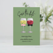 ヴィンテージボホカップルのワイン結婚式の日付を保存 セーブザデート (スタンド正面)