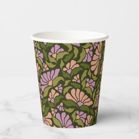 ヴィンテージボホグリーンカスタムフローラ50th誕生日 紙コップ (裏面)