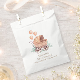 ヴィンテージボホグリーンベビーカー気球ベビーシャワー フェイバーバッグ