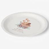 ヴィンテージボホグリーンベビーカー気球ベビーシャワー ペーパープレート (アングル)