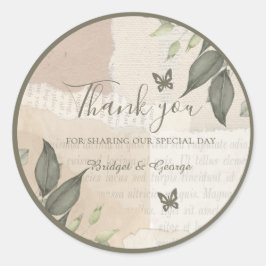 ヴィンテージボホシックな緑結婚草 ラウンドシール