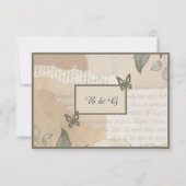 ヴィンテージボホシックな緑結婚草 出欠カード (裏面)