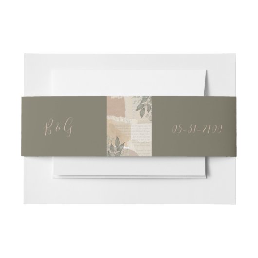 ヴィンテージボホシックな緑結婚草 招待状ベリーバンド (正面例)