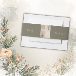 ヴィンテージボホシックな緑結婚草 招待状ベリーバンド