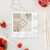 ヴィンテージボホシックな緑結婚草 縁ありカクテルナプキン (インサイチュ)