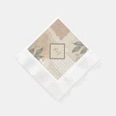 ヴィンテージボホシックな緑結婚草 縁ありカクテルナプキン (角)