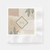 ヴィンテージボホシックな緑結婚草 縁ありカクテルナプキン (正面)