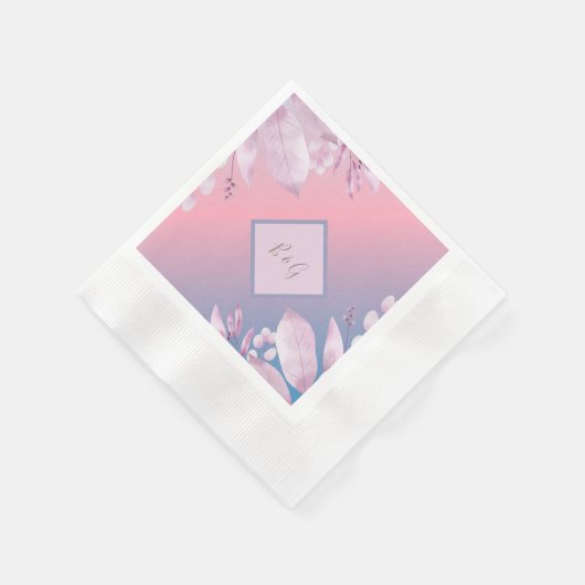 ヴィンテージボホシックな緑結婚草 縁ありカクテルナプキン (角)