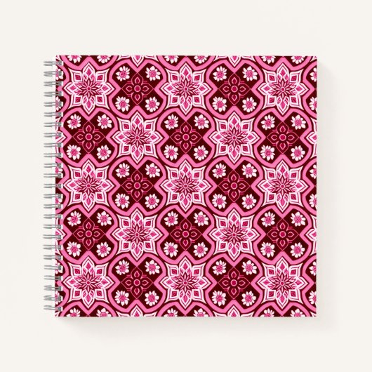 ヴィンテージボホシックフローラルパターン ノートブック (正面)