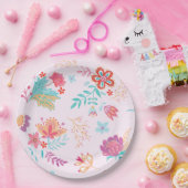 ヴィンテージボホシックフローラ誕生日紙プレート ペーパープレート (パーティー)