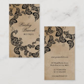 ヴィンテージボホシックペイズリーエレガントフローラ孔雀 名刺 (正面/裏面)