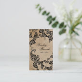 ヴィンテージボホシックペイズリーエレガントフローラ孔雀 名刺 (スタンド正面)