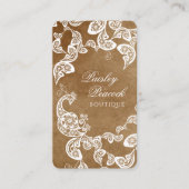 ヴィンテージボホシックペイズリーエレガントフローラ孔雀 名刺 (正面)