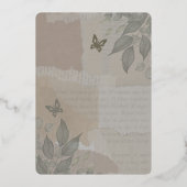 ヴィンテージボホシック結婚グリーン金ゴールド 箔招待状 (裏面)