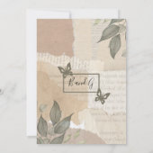 ヴィンテージボホシック緑のモノグラムブライダルシャワー 招待状 (裏面)