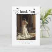 ヴィンテージボホスクリプトレトロ写真結婚のロマンチック サンキューカード (スタンド正面)